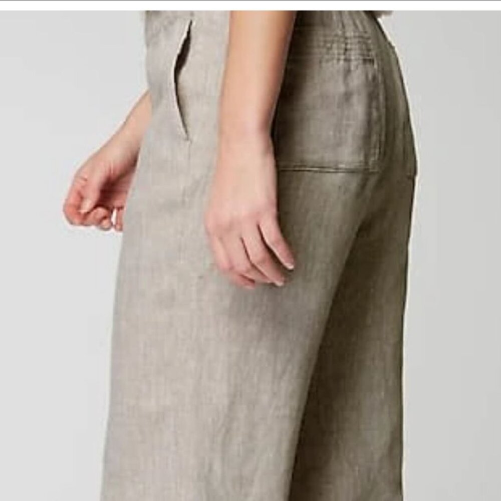 Pure Jill Linen Trapunto-Stitched Pants Wide Leg Size M